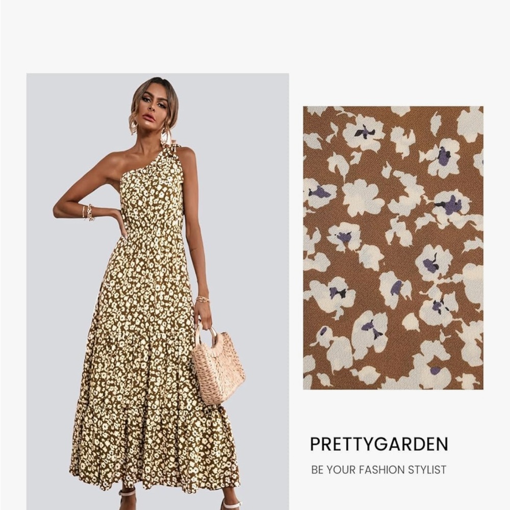 Women's One-Shoulder Floral Dress